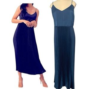 Hudson North Maxi Pleat-Skirt Dress 3XL Blue Sleeveless Empire Feminine Cocktail